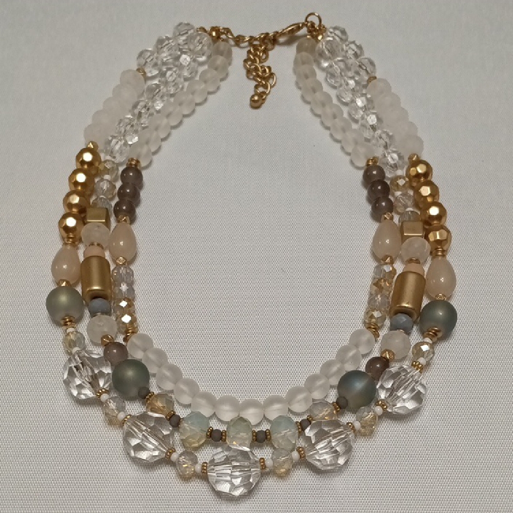 Elegant Multi-Strand Gold and Crystal Necklace